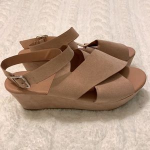 Suede nude sandals